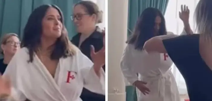 Video of Salma Hayek braest flash dance on Instagram leaked on Twitter
